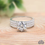 Load image into Gallery viewer, Round Wide Band Diamond Ring - Lab Grown
