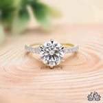 Load image into Gallery viewer, Round Solitaire Diamond Ring (Pavé Band) - Lab Grown