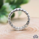 Load image into Gallery viewer, Emerald Diamond Eternity Ring - Moissanite Diamond