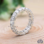 Load image into Gallery viewer, Emerald Diamond Eternity Ring - Moissanite Diamond