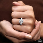 Load image into Gallery viewer, Emerald Three Stone Diamond Ring (Premium) - Moissanite Diamond