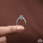 Load image into Gallery viewer, Round Solitaire Diamond Ring (Double Pavé Band) - Lab Grown