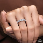 Load image into Gallery viewer, Emerald Diamond Eternity Ring - Moissanite Diamond