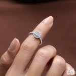 Load image into Gallery viewer, Round Halo Diamond Engagement Ring (Pavé Band) - Lab Grown