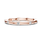 Load image into Gallery viewer, Minimalist Sculpted Bamboo Wedding Band Featuring Bezel Flush Set Diamonds - AJR1077