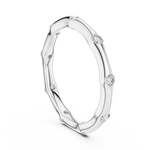 Load image into Gallery viewer, Minimalist Sculpted Bamboo Wedding Band Featuring Bezel Flush Set Diamonds - AJR1077