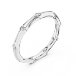 Load image into Gallery viewer, Minimalist Sculpted Bamboo Wedding Band Featuring Bezel Flush Set Diamonds - AJR1077