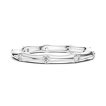 Load image into Gallery viewer, Minimalist Sculpted Bamboo Wedding Band Featuring Bezel Flush Set Diamonds - AJR1077
