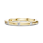 Load image into Gallery viewer, Minimalist Sculpted Bamboo Wedding Band Featuring Bezel Flush Set Diamonds - AJR1077