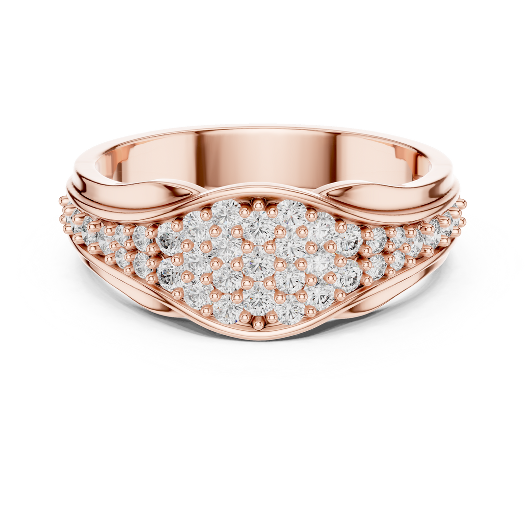 14K Gold Tapered Multi Row Pave Diamond Cluster Wedding Band - AJR1086