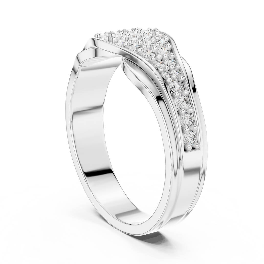 14K Gold Tapered Multi Row Pave Diamond Cluster Wedding Band - AJR1086