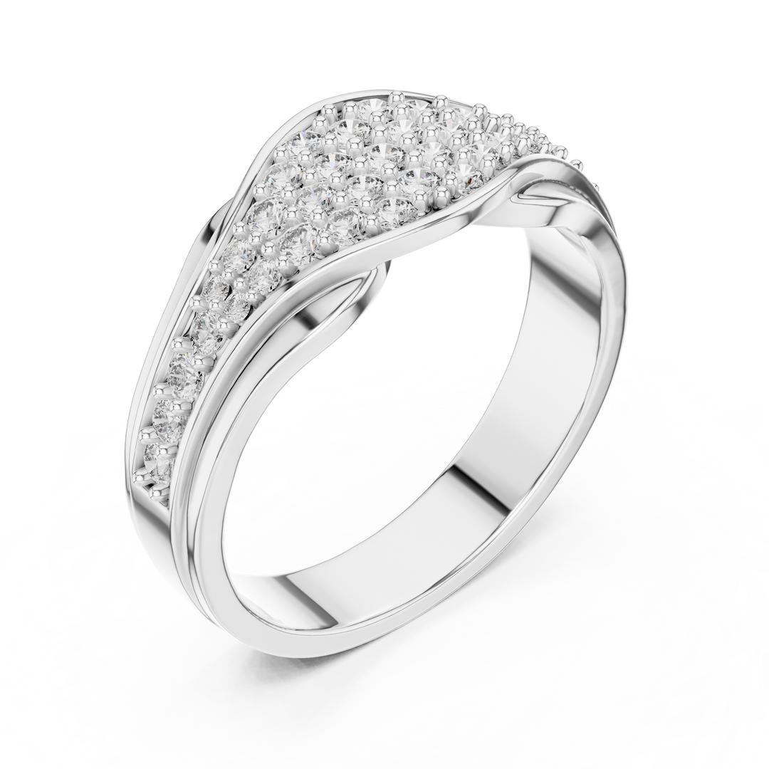 14K Gold Tapered Multi Row Pave Diamond Cluster Wedding Band - AJR1086
