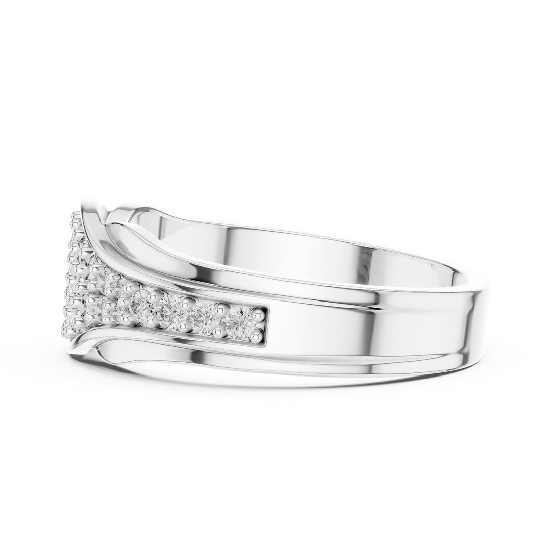 14K Gold Tapered Multi Row Pave Diamond Cluster Wedding Band - AJR1086