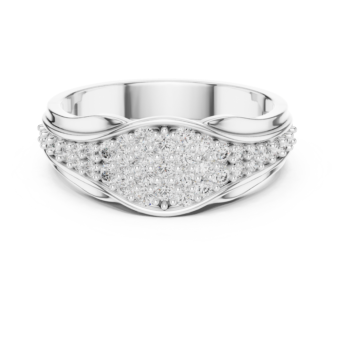 14K Gold Tapered Multi Row Pave Diamond Cluster Wedding Band - AJR1086