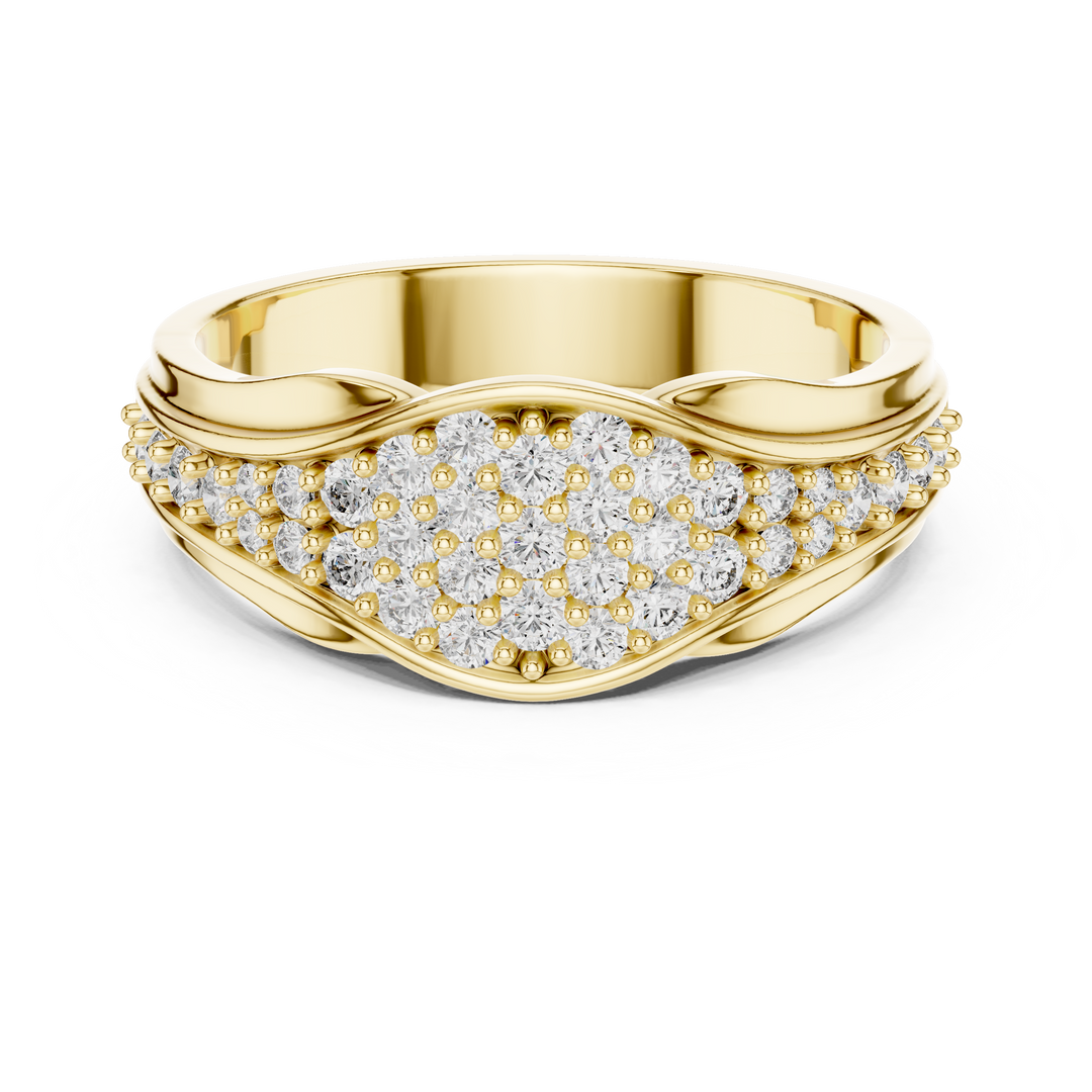 14K Gold Tapered Multi Row Pave Diamond Cluster Wedding Band - AJR1086