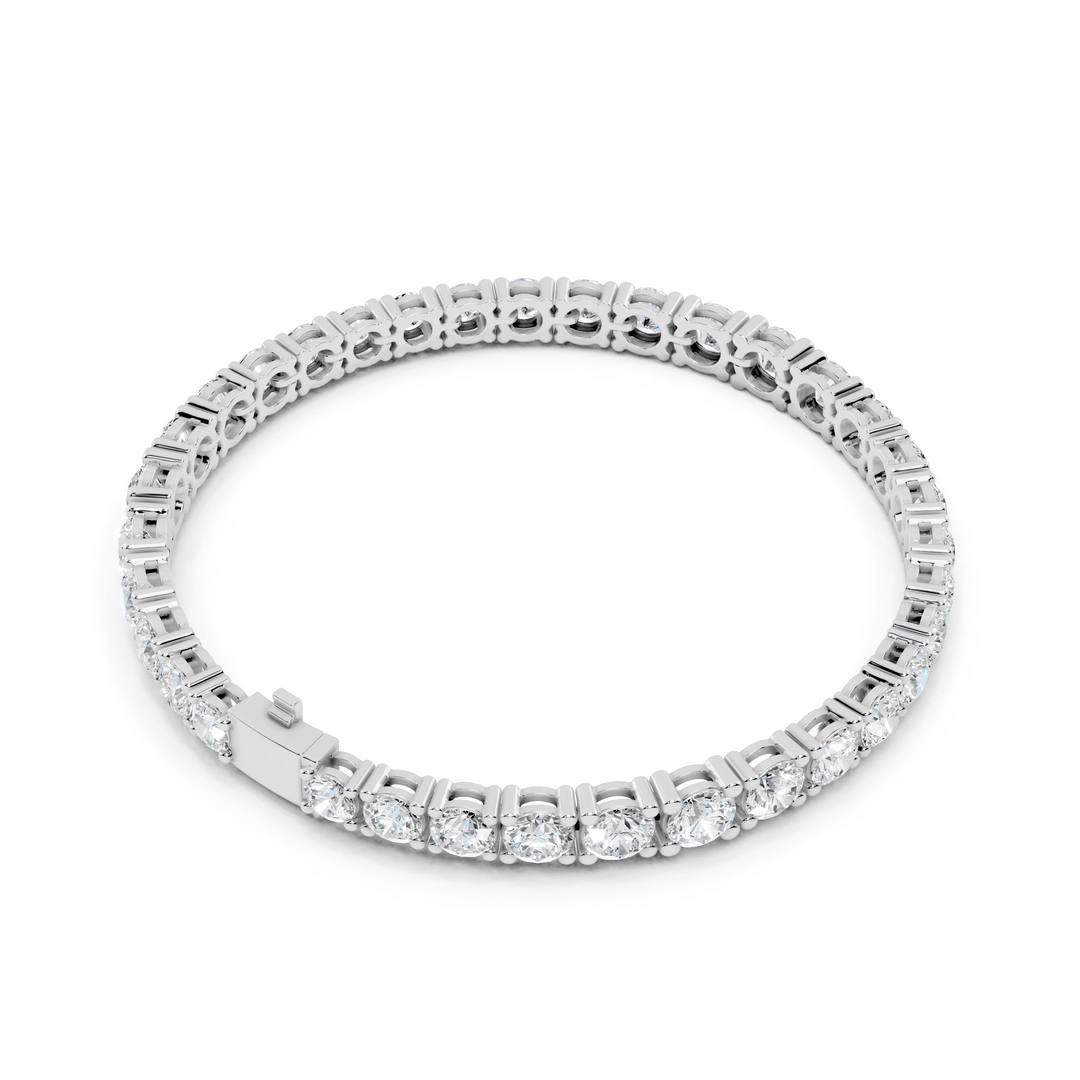 Elegant Round Diamond Statement Tennis Bracelet In Four Prong Set  - AJBR1012