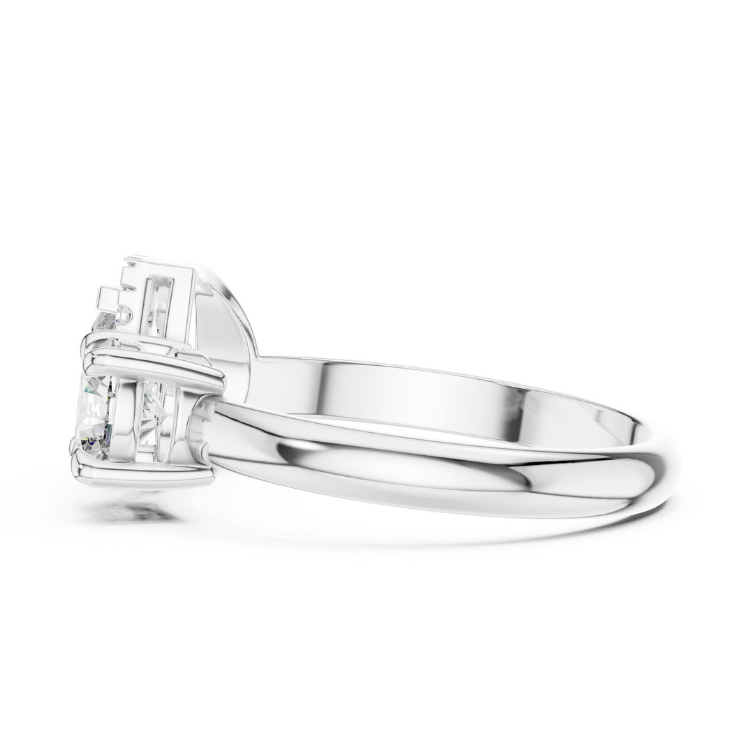 Toi et Moi Pear with Round Cut Diamond Engagement Ring - AJR1046