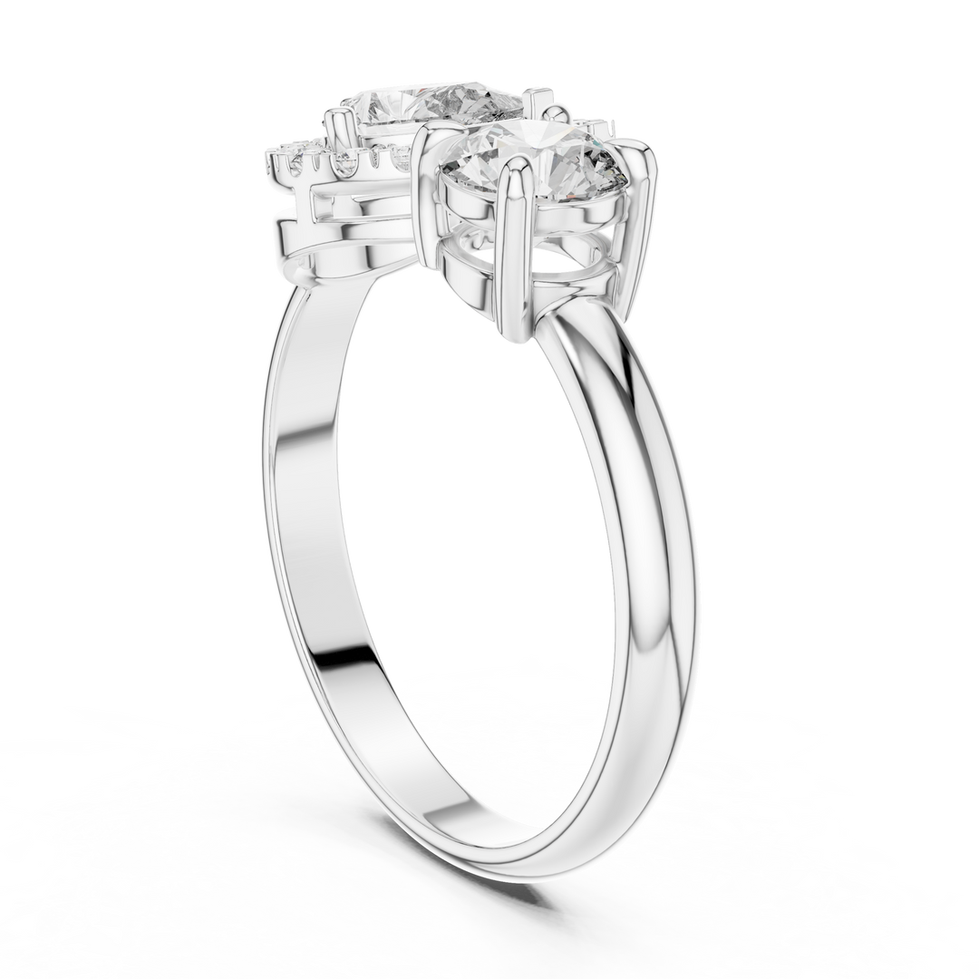 Toi et Moi Pear with Round Cut Diamond Engagement Ring - AJR1046