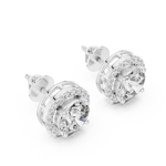 Load image into Gallery viewer, Round Cut Halo Stud Earrings with Brilliant Crystal Accent Detailing - AJER1008