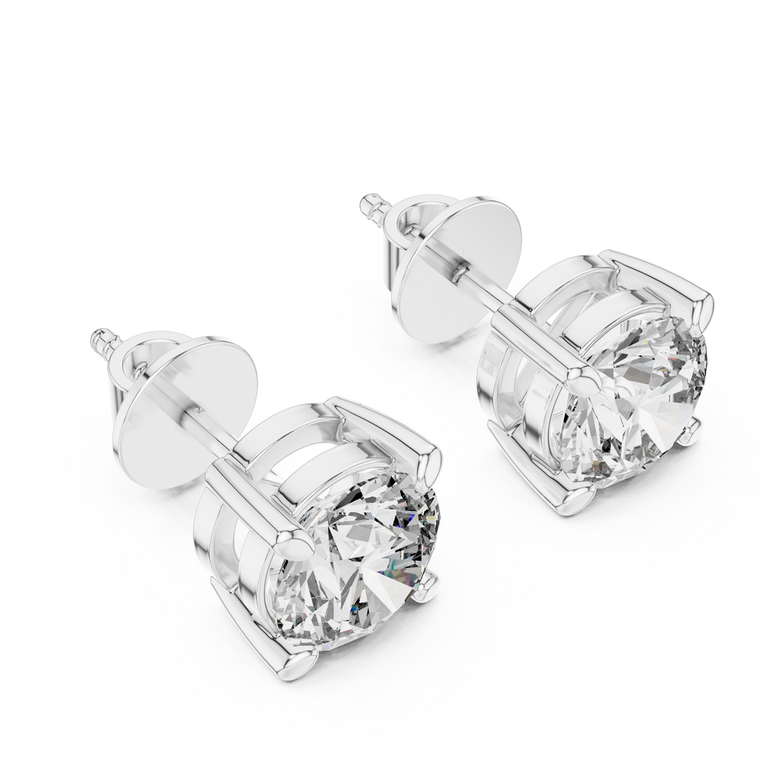 Round Cut Solitaire Stud Earrings - AJER1007
