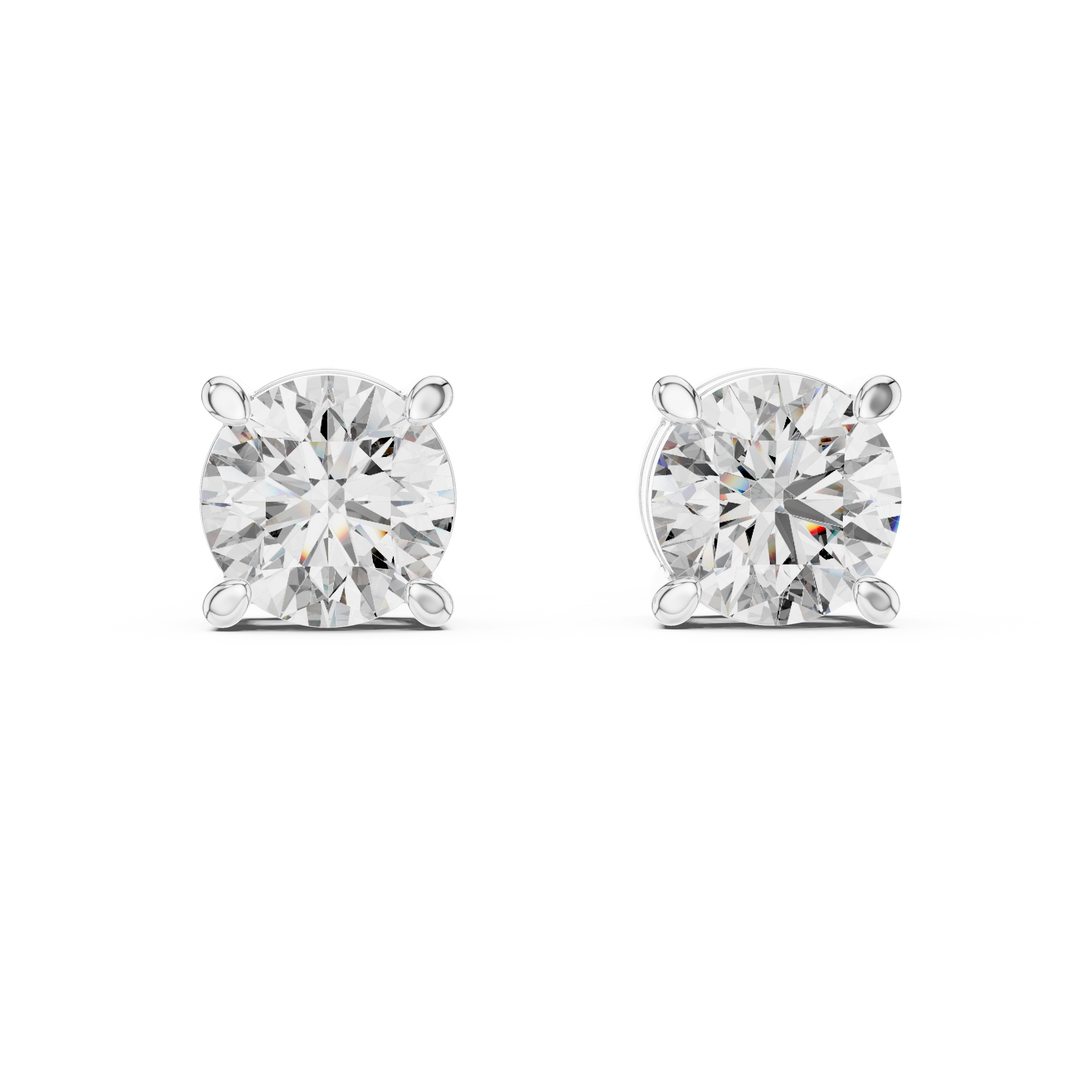 Round Cut Solitaire Stud Earrings - AJER1007
