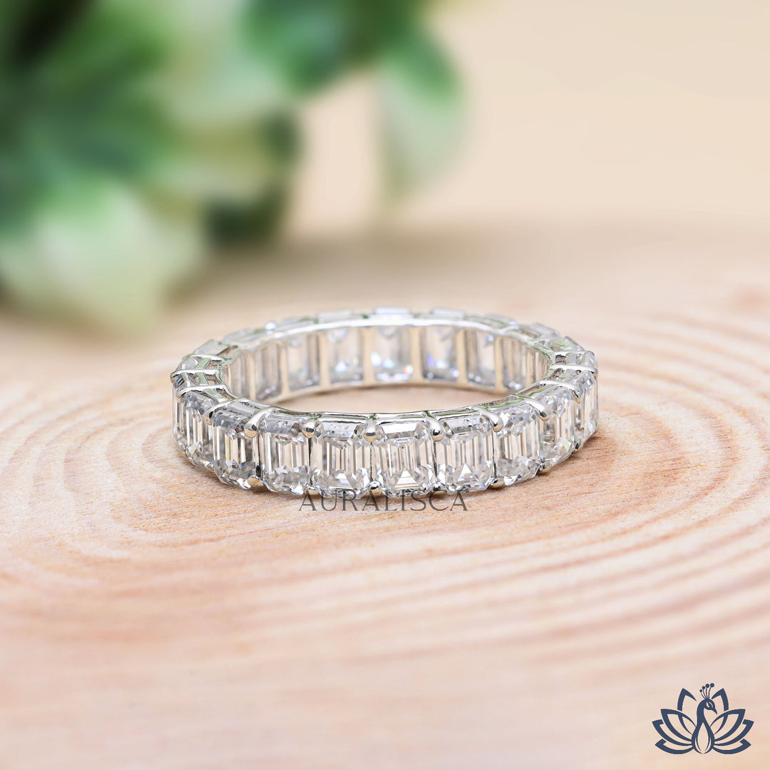 Emerald Diamond Eternity Ring - Moissanite Diamond