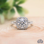 Load image into Gallery viewer, Round Halo Diamond Engagement Ring (Double Band) - Lab Grown
