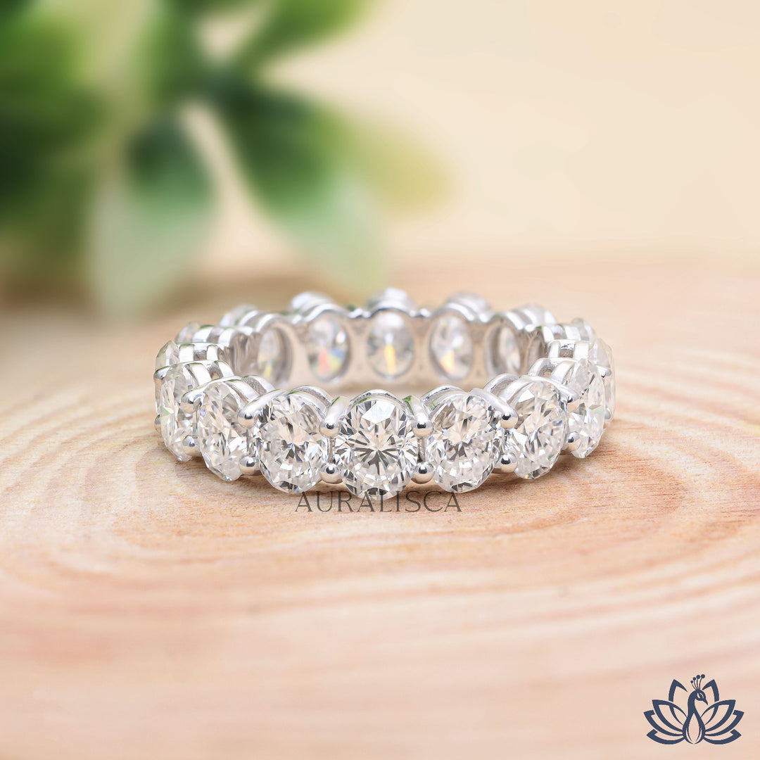Oval Eternity Diamond Ring (Luxury Band) - Moissanite Diamond