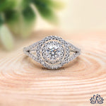 Load image into Gallery viewer, Round Halo Diamond Statement Ring (Rose Gold) - Lab Grown