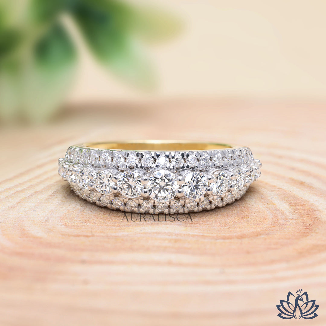 Round Statement Diamond Band Ring - Lab Grown