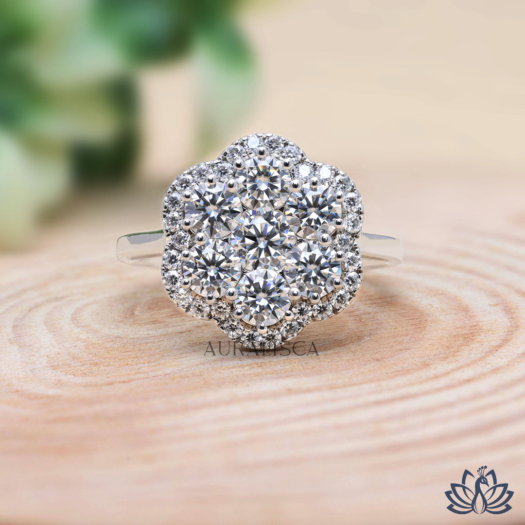 Round Cluster Diamond Ring - Lab Grown