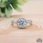 Load image into Gallery viewer, Round Halo Diamond Engagement Ring (Split Shank) - Lab Grown