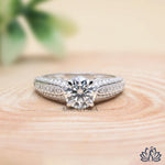 Load image into Gallery viewer, Round Solitaire Diamond Ring (Double Pavé Band) - Lab Grown
