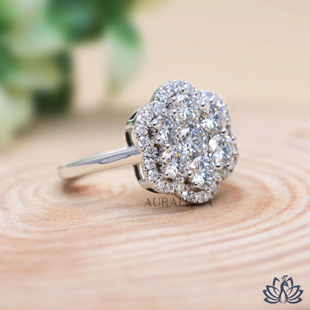 Round Cluster Diamond Ring - Lab Grown