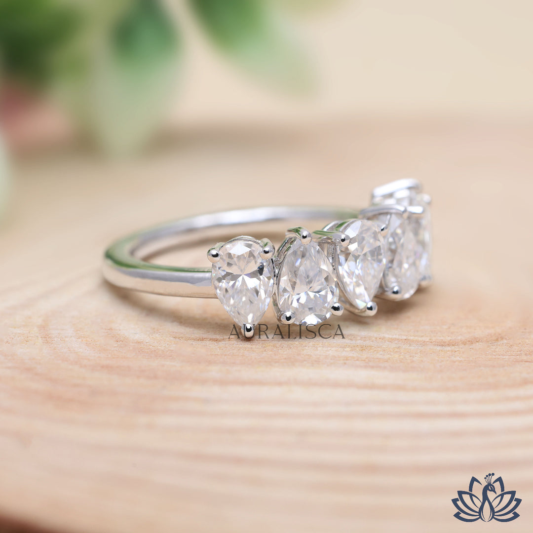 Pear Multi Stone Diamond Ring - Lab Grown