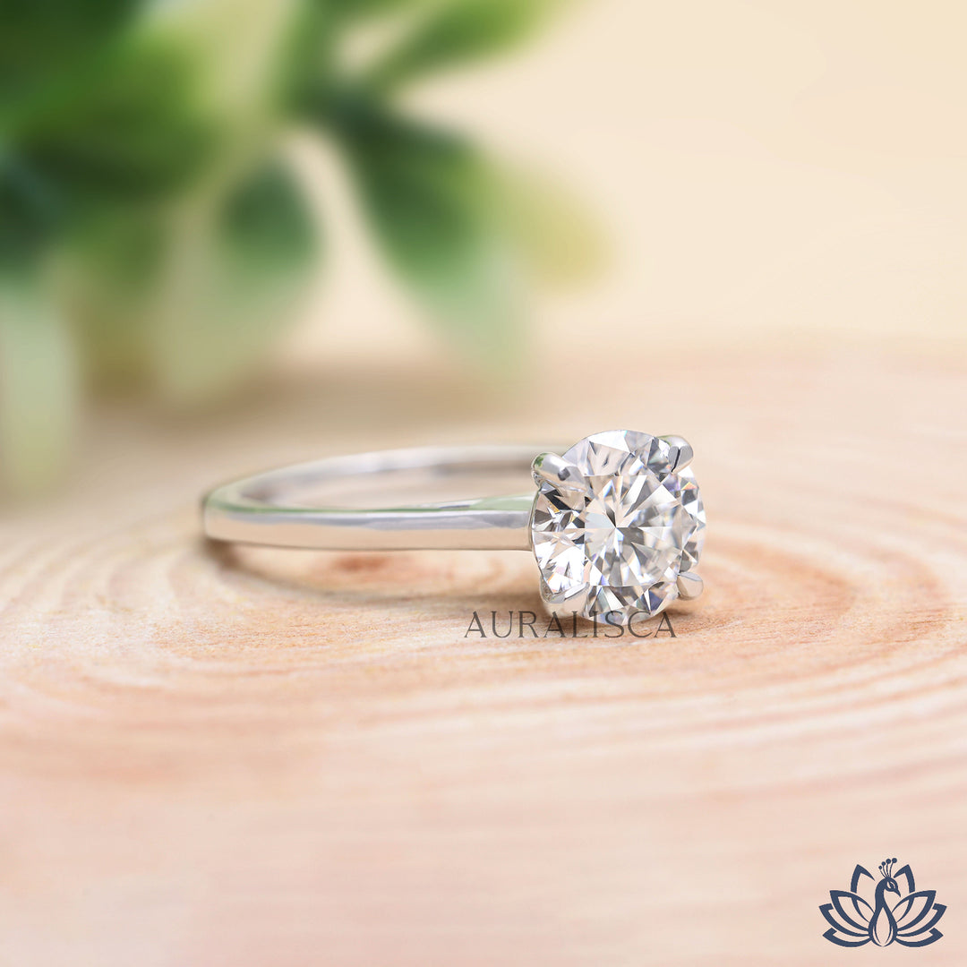 Round Solitaire Diamond Ring (Minimal Band) - Lab Grown
