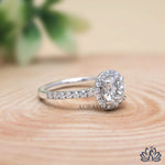 Load image into Gallery viewer, Round Halo Diamond Engagement Ring (Pavé Band) - Lab Grown