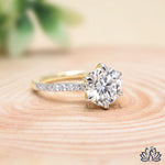 Load image into Gallery viewer, Round Solitaire Diamond Ring (Pavé Band) - Lab Grown