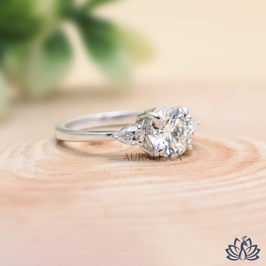 Round Three Stone Diamond Ring -  Lab Grown