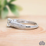 Load image into Gallery viewer, Round Solitaire Diamond Ring (Double Pavé Band) - Lab Grown