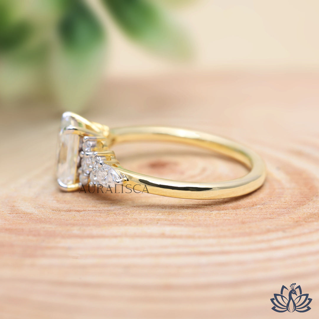 Radiant & Pear Accent Diamond Ring - Lab Grown