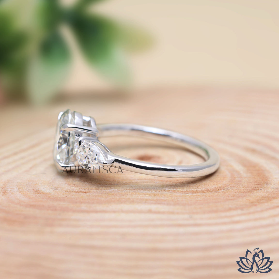 Oval & Pear Three Stone Diamond Ring - Lab Grown