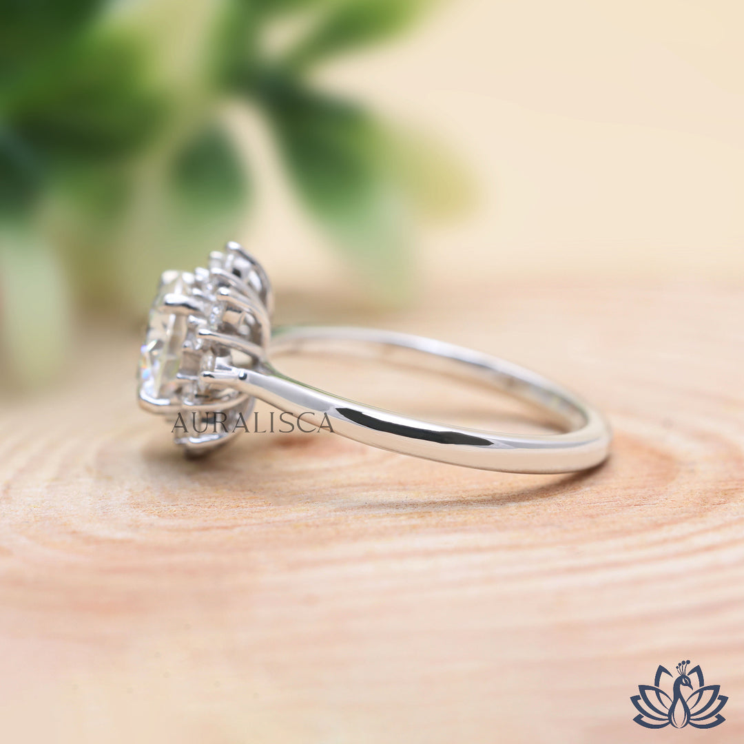 Round Cluster Diamond Ring (Floral Design) - Lab Grown