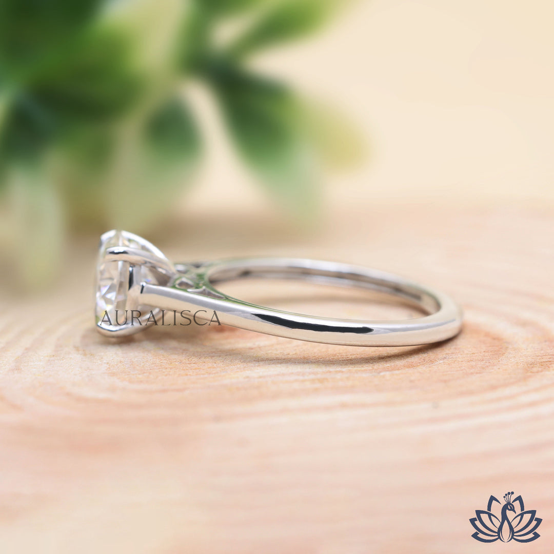 Round Solitaire Diamond Ring (Minimal Band) - Lab Grown