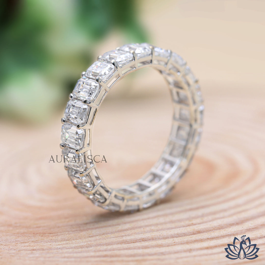Emerald Diamond Eternity Ring - Moissanite Diamond