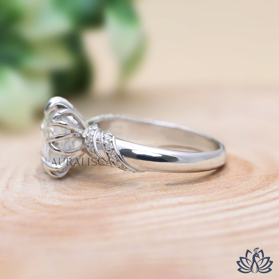 Asscher Designer Diamond Ring (Twist Band) - Lab Grown