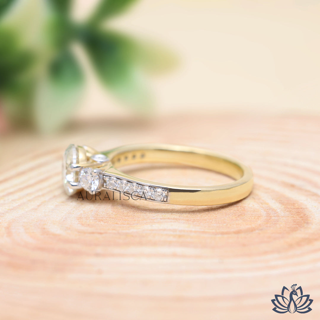 Round Three Stone Diamond Ring - Lab Grown