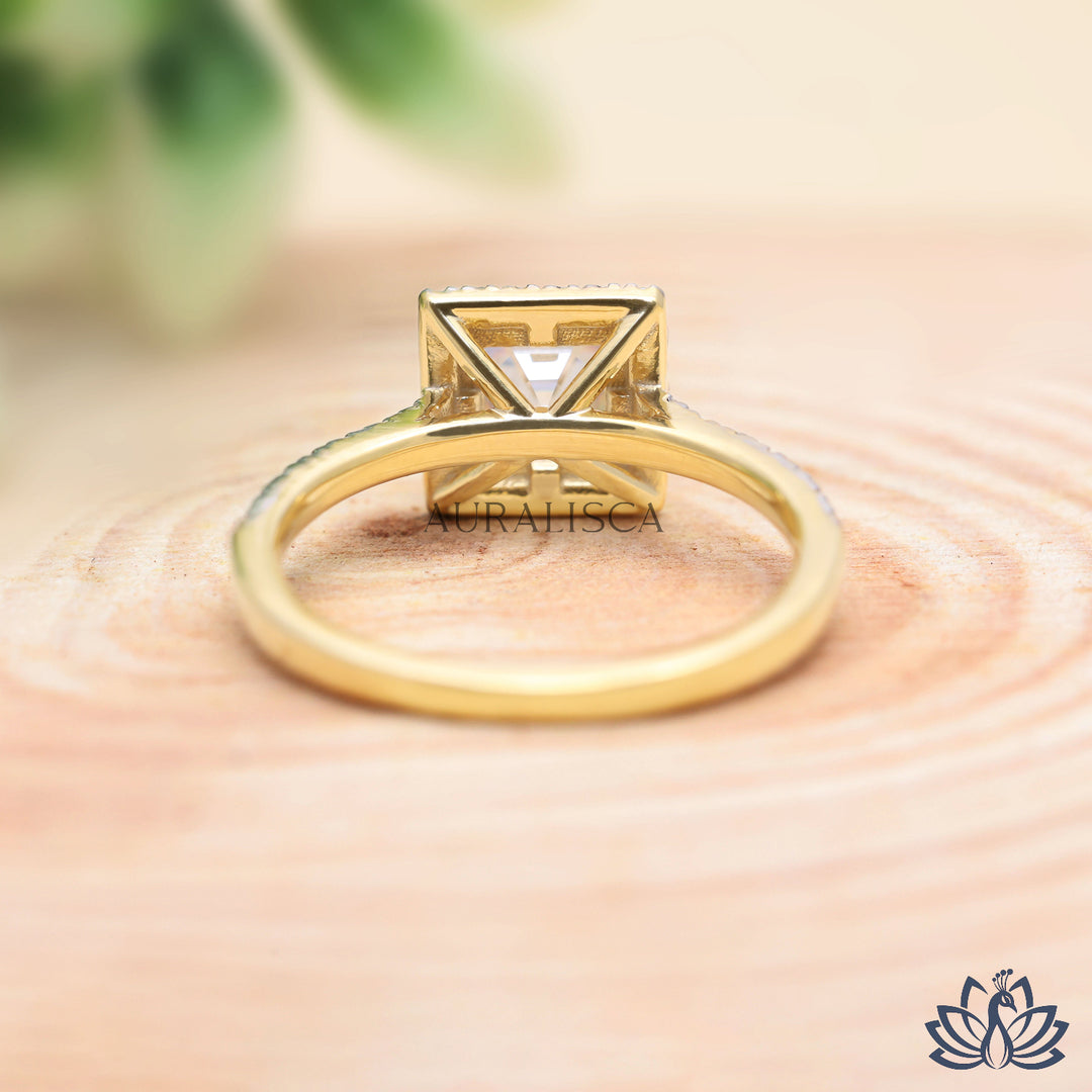 Asscher Halo Diamond Engagement Ring - Lab Grown