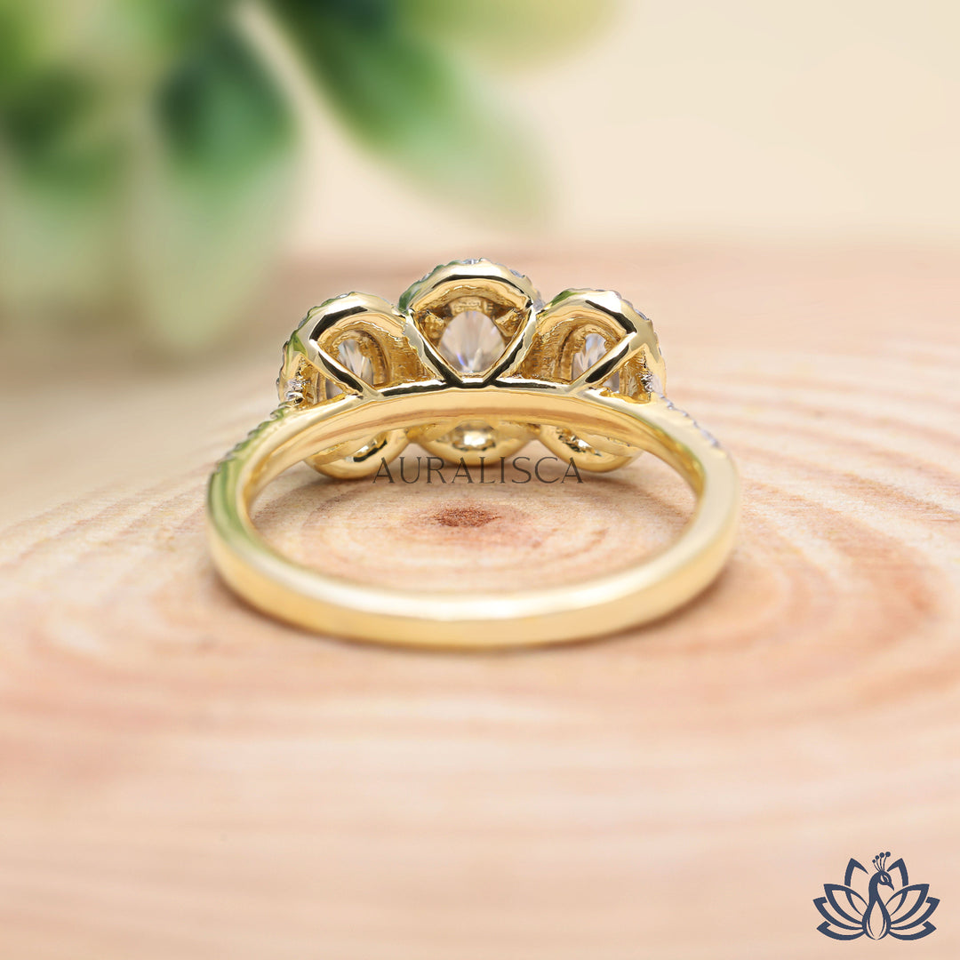 Oval Three Stone Diamond Ring (Gemstone Style) - Lab Grown