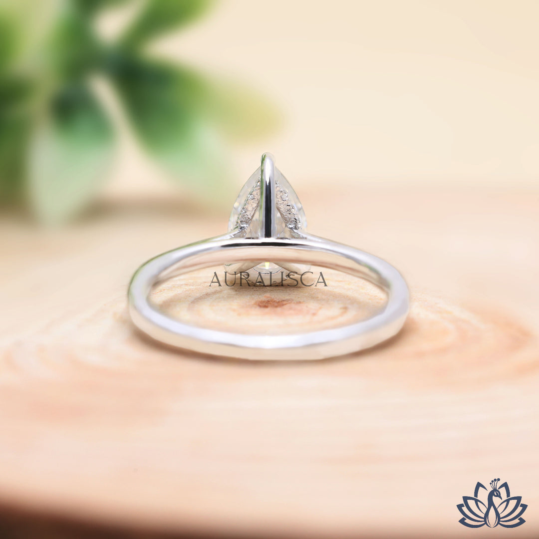 Pear Solitaire Diamond Ring with Matching Band Set - Lab Grown